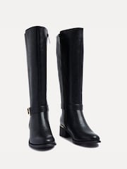 Linzi Black Gwen High Leg Heeled Boots With Buckle Detailing - Image 4 of 6