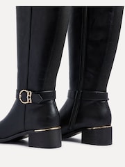 Linzi Black Gwen High Leg Heeled Boots With Buckle Detailing - Image 5 of 6