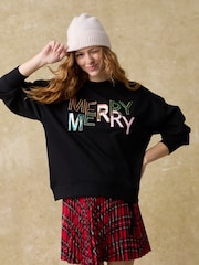 قوس قزح زاهي - Christmas Novelty Sequin Merry Graphic Crewneck Sweatshirt - صورة 1 من 6