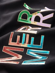 قوس قزح زاهي - Christmas Novelty Sequin Merry Graphic Crewneck Sweatshirt - صورة 6 من 6