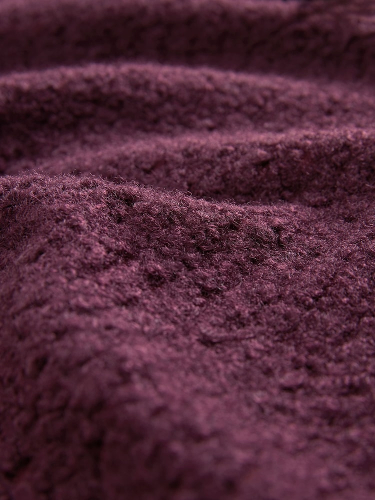 Burgundy Red Cosy Dropped Shoulder Velvet Bow Tie Back Crew Neck Jumper - Image 6 of 6