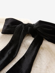 Ecru Cosy Dropped Shoulder Velvet Bow Tie Back Crew Neck Jumper - Image 8 of 9