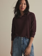Berry Red Lightweight Jersey Cosy Hoodie - Image 1 of 7