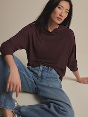 Berry Red Lightweight Jersey Cosy Hoodie - Image 3 of 7