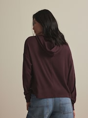 Berry Red Lightweight Jersey Cosy Hoodie - Image 4 of 7