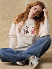 Oatmeal Marl Christmas Hamish The Highland Cow Fun Festive Novelty Front Graphic Crew Neck Sweatshirt - Image 2 of 8