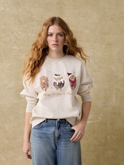 Oatmeal Marl Christmas Hamish The Highland Cow Fun Festive Novelty Front Graphic Crew Neck Sweatshirt - Image 3 of 8