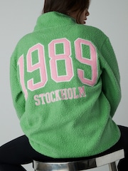 Green Teddy Borg Cosy Longline Quarter Zip Fleece - Image 1 of 9