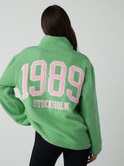 Green Teddy Borg Cosy Longline Quarter Zip Fleece - Image 3 of 9