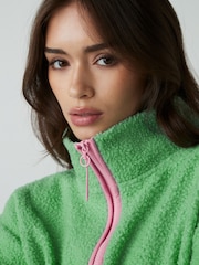 Green Teddy Borg Cosy Longline Quarter Zip Fleece - Image 4 of 9