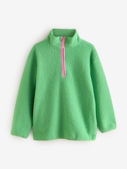 Green Teddy Borg Cosy Longline Quarter Zip Fleece - Image 6 of 9