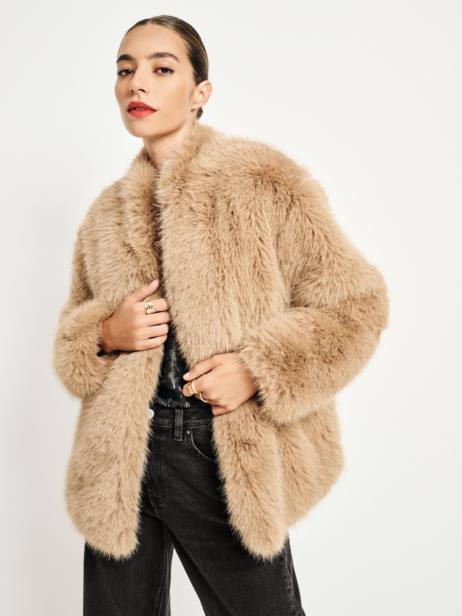 Buy Neutral Faux Fur Coat from Next Luxembourg