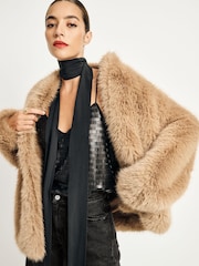 Neutral Faux Fur Coat - Image 3 of 8