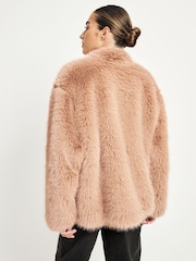Neutral Faux Fur Coat - Image 4 of 8