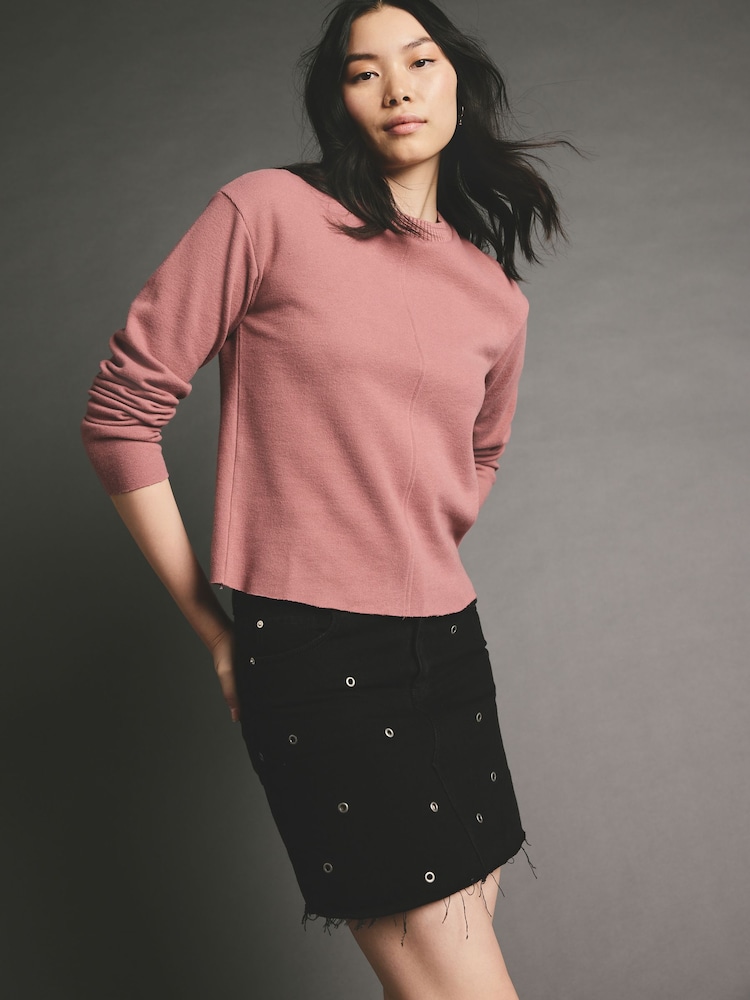 Rosarot - Kuscheliger, weicher Pullover mit Rundhalsausschnitt und gerippten Nähten - Image 2 of 7