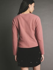 Rosarot - Kuscheliger, weicher Pullover mit Rundhalsausschnitt und gerippten Nähten - Image 3 of 7