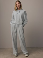 Svetlo siva - Sproščeno prilegajoče se udobno Soft Touch Ribbed Stepped Hem kapucar; jopa/pulover s kapuco - Slika 2 iz 7