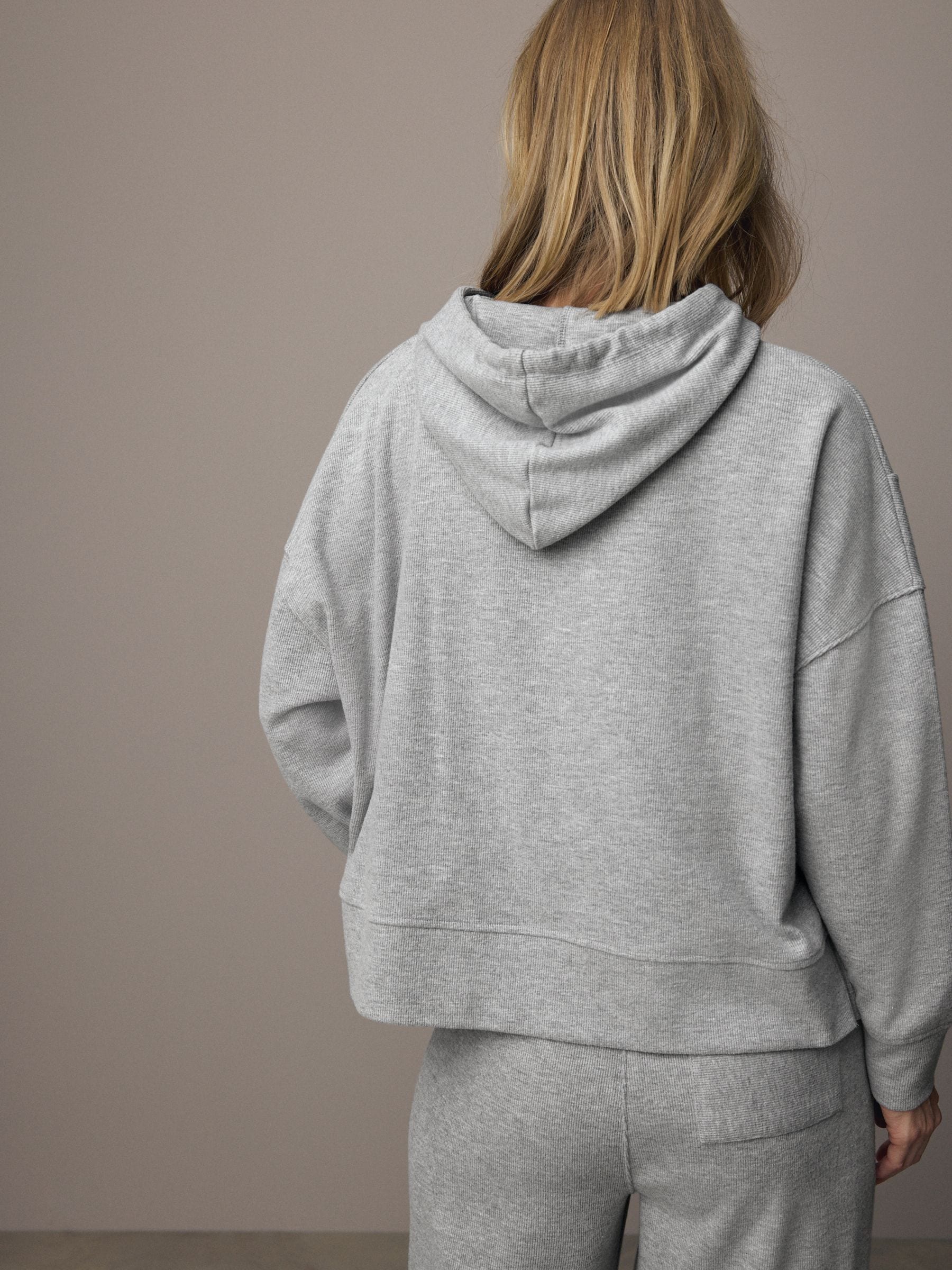 Buy Grey Marl Relaxed Fit Cosy Soft Touch Ribbed Stepped Hem