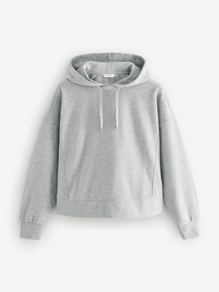 Marl gris - Relaxed Fit Cosy Soft Touch Ribbed Stepped Hem Sweat-shirt à capuche - Image 5 of 7