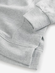 Svetlo siva - Sproščeno prilegajoče se udobno Soft Touch Ribbed Stepped Hem kapucar; jopa/pulover s kapuco - Slika 6 iz 7