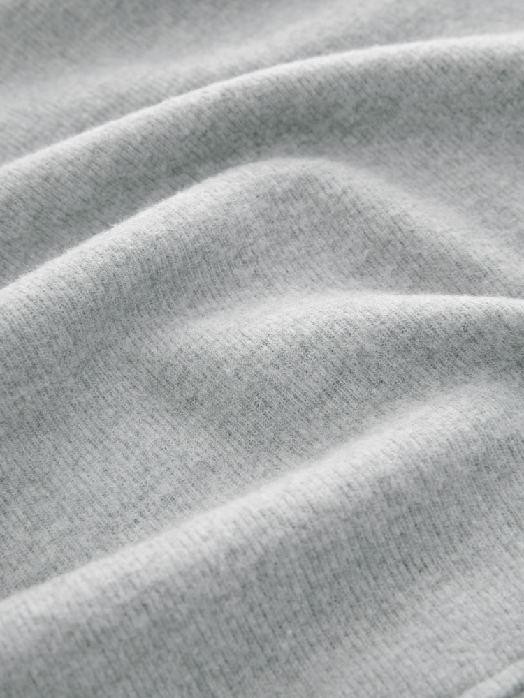 Svetlo siva - Sproščeno prilegajoče se udobno Soft Touch Ribbed Stepped Hem kapucar; jopa/pulover s kapuco - Slika 7 iz 7