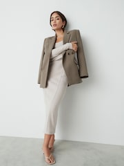 Neutral Cosy Soft Touch Midi Length Long Sleeve Dress - Image 2 of 5