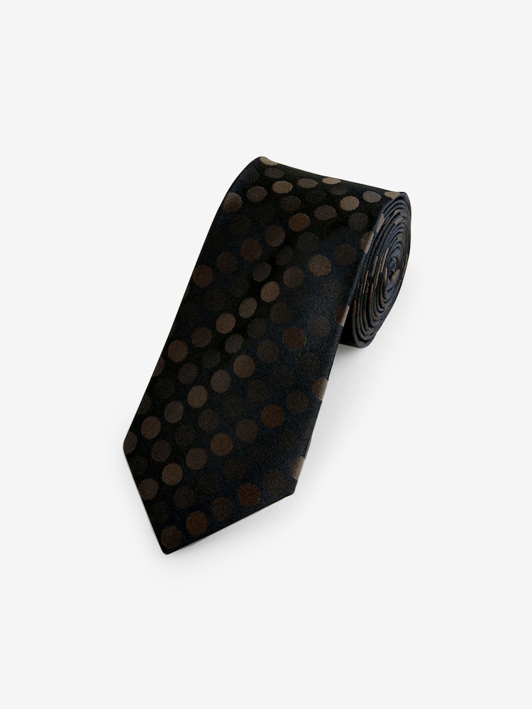 Brown Tonal Polka Dot Silk Design Tie - Image 1 of 4