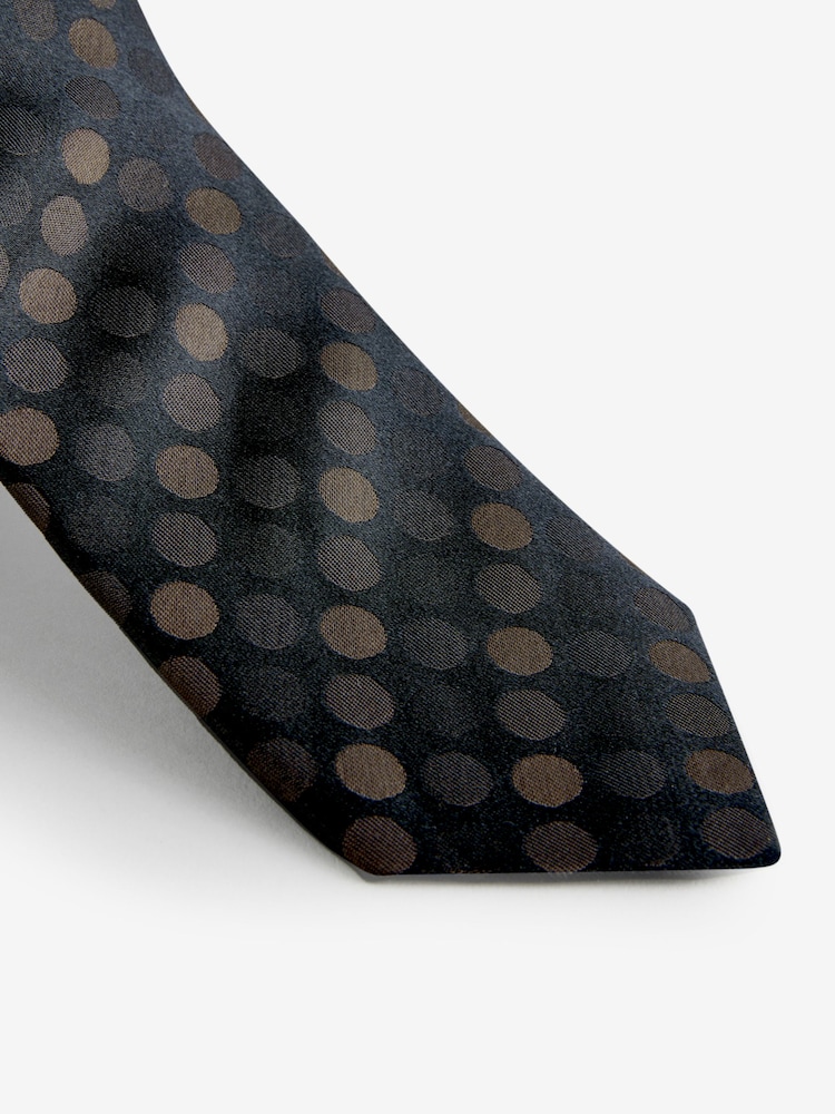 Brown Tonal Polka Dot Silk Design Tie - Image 4 of 4