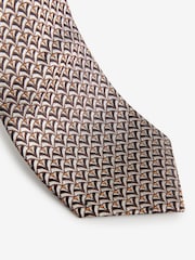 Neutral Brown Geometric Silk Design Tie - Image 3 of 3