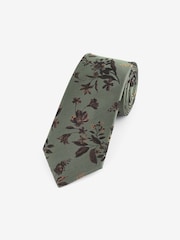 Forest Green Slim Silk Design Tie - Image 1 of 3