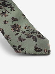 Forest Green Slim Silk Design Tie - Image 2 of 3