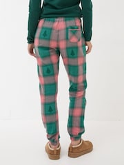 FatFace Christmas Cora Green Check Pyjama Bottoms - Image 2 of 5