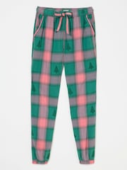 FatFace Christmas Cora Green Check Pyjama Bottoms - Image 5 of 5
