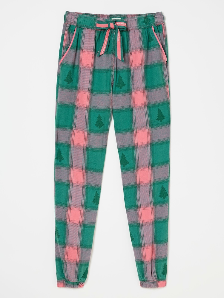 FatFace Christmas Cora Green Check Pyjama Bottoms - Image 5 of 5