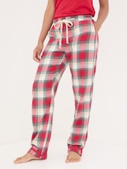 FatFace Eva Red Check Pyjama Bottoms - Image 1 of 8