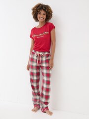 FatFace Eva Red Check Pyjama Bottoms - Image 3 of 8