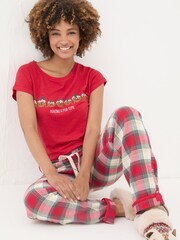 FatFace Eva Red Check Pyjama Bottoms - Image 4 of 8