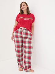 FatFace Eva Red Check Pyjama Bottoms - Image 6 of 8