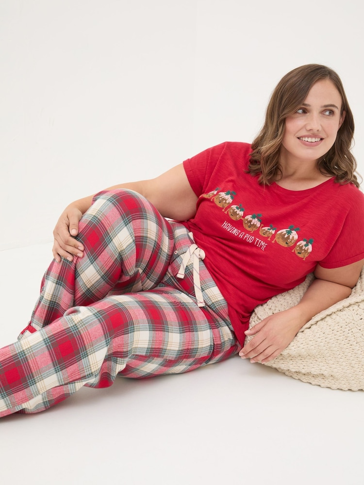 FatFace Eva Red Check Pyjama Bottoms - Image 8 of 8