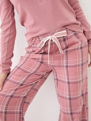 FatFace Lola Pink Check 100% Cotton Pyjama Bottoms - Image 4 of 8
