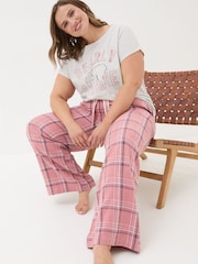 FatFace Lola Pink Check 100% Cotton Pyjama Bottoms - Image 7 of 8