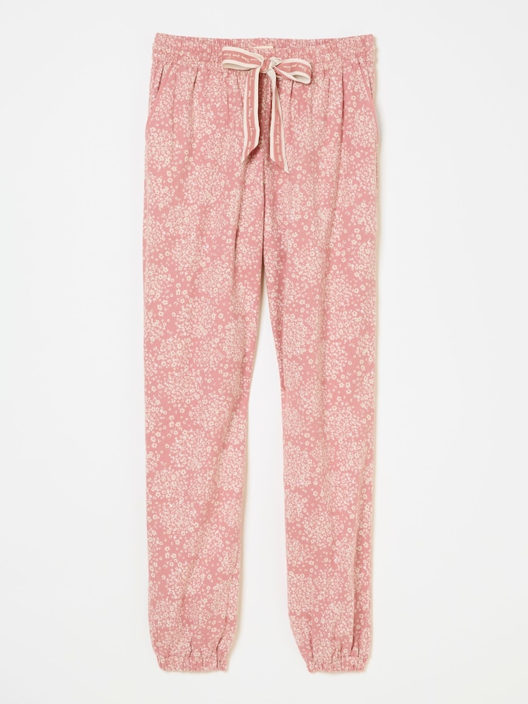 FatFace Cora Pink Floral 100% Cotton Pyjama Bottoms - Image 8 of 8