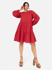 Long Sleeve Broderie Smock Dress - Image 1 of 5