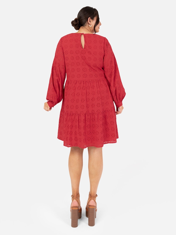 Long Sleeve Broderie Smock Dress - Image 2 of 5