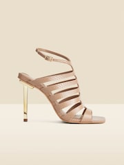 Sosandar Natural Leather Gladiator Square Toe Strap Sandals - Image 1 of 4