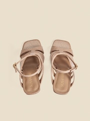 Sosandar Natural Leather Gladiator Square Toe Strap Sandals - Image 3 of 4