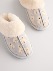 Grey Charlie the Cockapoo Suede Mule Slippers - Image 7 of 9