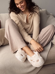 Cream Polar Bear Faux Fur Shoot Slippers - Image 2 of 8