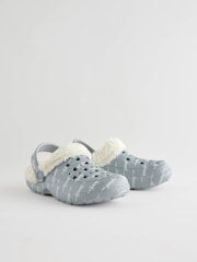 Grey Womens Faux Fur Lined Clogs Slippers - Image 4 of 9