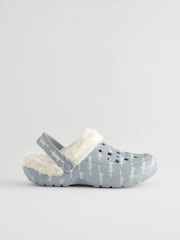 Grey Womens Faux Fur Lined Clogs Slippers - Image 5 of 9